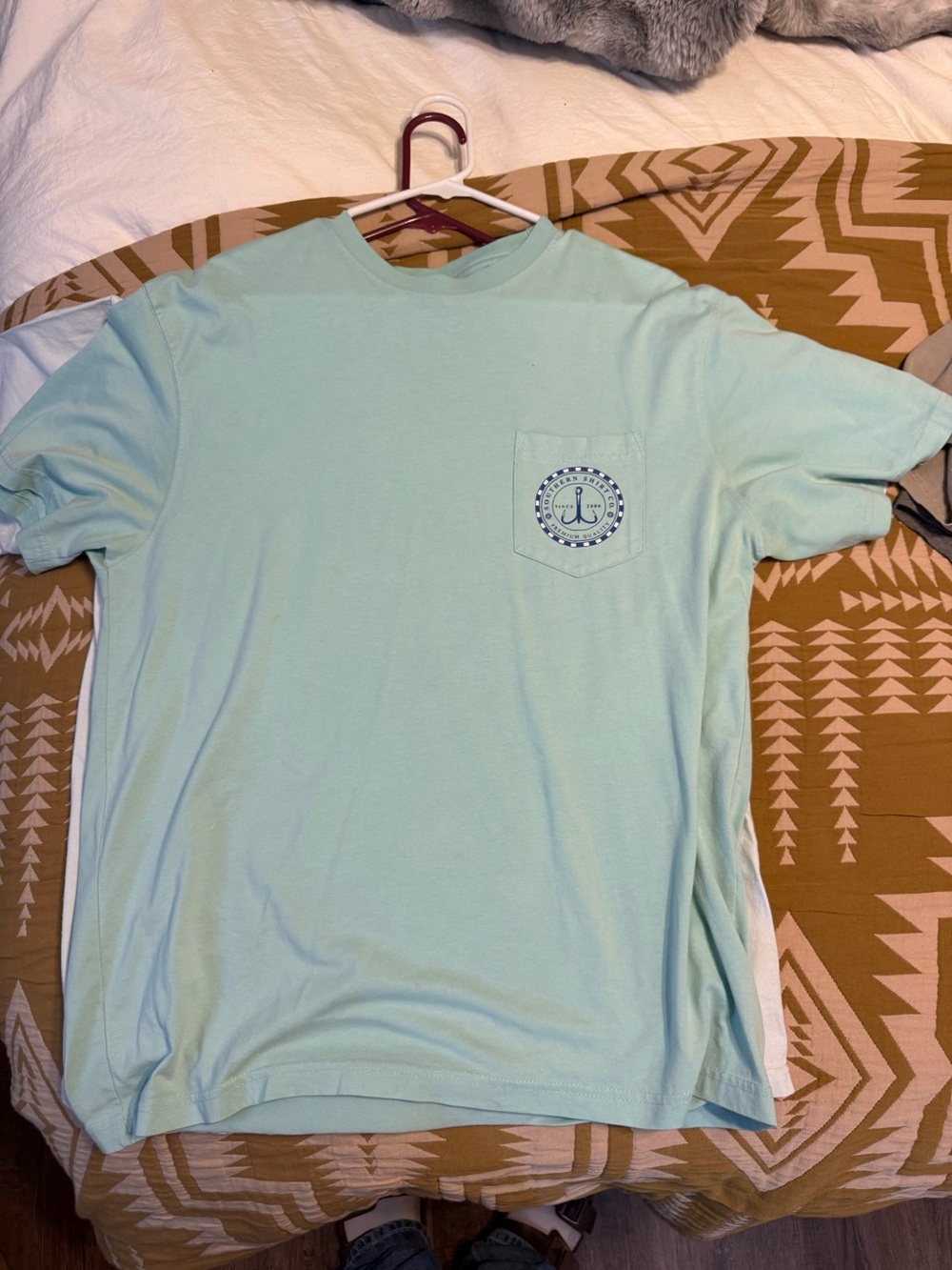 The Southern Shirt Company Mint Short Sleeve Pocket Tee with Anchor Emblem